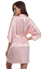 RB032 2018 New Silk Kimono Robe Bathrobe Women Silk Bridesmaid Robes Sexy Navy Blue Robes Satin Robe Ladies Dressing Gowns
