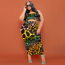 Plus Size Printing Skinny Sheath Casual Set Women Two-Piece Suit