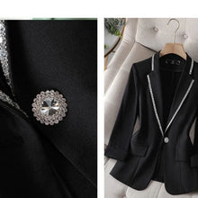 Jacket Women's Clothing Slim Fit Diamond Suit Formal Office Wear Work Jacket Plus Size Button Korean Short Coat Fashion Grace