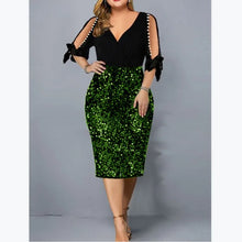 Big Size Clothing 2023 New Summer Loose Woman Slim Dress Sexy V Neck Personalized Sequin Design Plus Size Dress Party Vestidos
