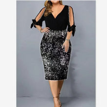 Big Size Clothing 2023 New Summer Loose Woman Slim Dress Sexy V Neck Personalized Sequin Design Plus Size Dress Party Vestidos