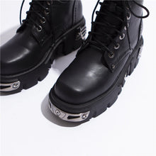 6CM Punk Style Platform Women Ankle Boots 2023 Women's Motorcycle Boot Fashion Ladies Chunky Shoes Metal Decor Black Gothic 42