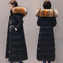 2023 Women New Down Cotton Jacket Mid Length Thickened Winter Coat Fur Collar Hood Lady Coat Long Jacket
