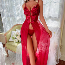 Sexy Lingerie Long Strap Dress Lace Bow Split Seduction Sexy Nightdress